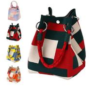 Genérico Boho Crochet Bucket Bag for Women, Handmade Woven Summer Beach Shoulder Bag - for Shopping, Travel, Daily Use (#D)