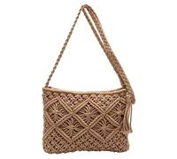 Genérico Boho Crossbody Handbag Minimalist Tassel Women's Clutch Retro Cotton Rope Woven Bag Vacation Summer Beach Stylish Purse (Khaki)