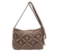 Genérico Boho Crossbody Handbag Minimalist Tassel Women's Clutch Retro Cotton Rope Woven Bag Vacation Summer Beach Stylish Purse (Brown)
