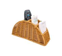 Genérico Boho Remote Control Holder-Imitation Rattan Storage,4 Compartment Organizer,Sturdy Steel Frame,Rustic TV Remote Box,Non-Scratch Base,Bohemian Nightstand | for Bedroom
