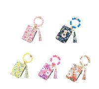 Genérico Boho Style Beaded Tassel Keychain Wallet, Women Boho Style Beaded Tassel Decorated, Wristlet Keychain Wallet (5pcs1)