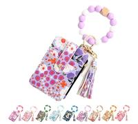 Genérico Boho Style Beaded Tassel Keychain Wallet, Women Boho Style Beaded Tassel Decorated, Wristlet Keychain Wallet (Purple)