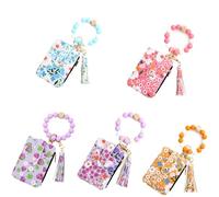 Genérico Boho Style Beaded Tassel Keychain Wallet, Women Boho Style Beaded Tassel Decorated, Wristlet Keychain Wallet (5pcs2)