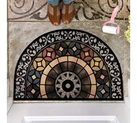 Genérico Boho Style Semicircular Door Mat,Half Round Absorbent Carpet,Front Door Entryway Rug,Easy Clean Non Slip Soft Floor Carpet for Indoor Outdoor Entrance Bathroom Dorm