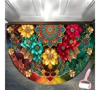 Genérico Boho Style Semicircular Door Mat,Half Round Absorbent Carpet,Front Door Entryway Rug,Easy Clean Non Slip Soft Floor Carpet for Indoor Outdoor Entrance Bathroom Dorm
