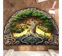 Genérico Boho Style Semicircular Door Mat,Half Round Absorbent Carpet,Front Door Entryway Rug,Easy Clean Non Slip Soft Floor Carpet for Indoor Outdoor Entrance Bathroom Dorm