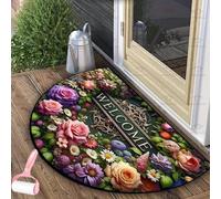 Genérico Boho Style Semicircular Door Mat,Half Round Absorbent Carpet,Front Door Entryway Rug,Easy Clean Non Slip Soft Floor Carpet for Indoor Outdoor Entrance Bathroom Dorm