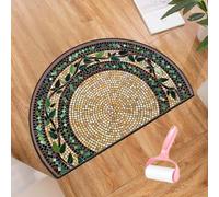Genérico Boho Style Semicircular Door Mat,Half Round Absorbent Carpet,Front Door Entryway Rug,Easy Clean Non Slip Soft Floor Carpet for Indoor Outdoor Entrance Bathroom Dorm