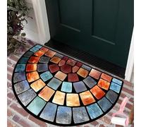 Genérico Boho Style Semicircular Door Mat,Half Round Absorbent Carpet,Front Door Entryway Rug,Easy Clean Non Slip Soft Floor Carpet for Indoor Outdoor Entrance Bathroom Dorm