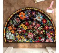 Genérico Boho Style Semicircular Door Mat,Half Round Absorbent Carpet,Front Door Entryway Rug,Easy Clean Non Slip Soft Floor Carpet for Indoor Outdoor Entrance Bathroom Dorm