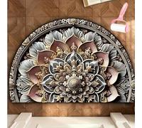 Genérico Boho Style Semicircular Door Mat,Half Round Absorbent Carpet,Front Door Entryway Rug,Easy Clean Non Slip Soft Floor Carpet for Indoor Outdoor Entrance Bathroom Dorm