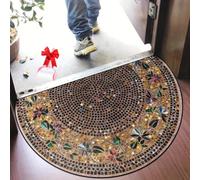 Genérico Boho Vintage Half Round Door Mat,Semicircular Absorbent Non Slip Soft Floor Carpet,Indoor Outdoor Semi Circle Entrance Rug for Kitchen Patio Front Door Mat Decor