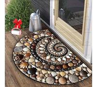 Genérico Boho Vintage Half Round Door Mat,Semicircular Absorbent Non Slip Soft Floor Carpet,Indoor Outdoor Semi Circle Entrance Rug for Kitchen Patio Front Door Mat Decor