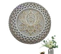 Genérico Boho Wall Art - Round Metal Flower Flower | Obras de arte decorativas de colgante para el hogar, oficina, cafeterías, sala de meditación, estudio de yoga, pasillo y decoración de