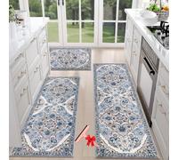 Genérico Boho Washable Kitchen Rugs Sets of 3,Non Slip Vintage Floral Carpet Floor Mat,Bohemian Kitchen Floor Mat for Hallway Entryway,Laundry,Room,Bathroom