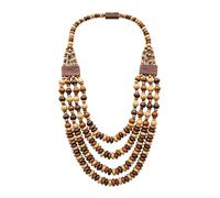 Genérico Boho Wood Bead Necklace 3 Layer 84 cm for Women
