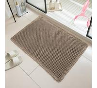 Genérico Boho Woven Modern Bath Mat Non Slip, Strong Absorbent Bathroom Mat with Tassels, Solid Color Small Plaid Shower Mats for Kitchen Laundry Farmhouse Decorate