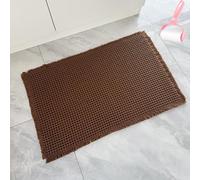 Genérico Boho Woven Modern Bath Mat Non Slip, Strong Absorbent Bathroom Mat with Tassels, Solid Color Small Plaid Shower Mats for Kitchen Laundry Farmhouse Decorate