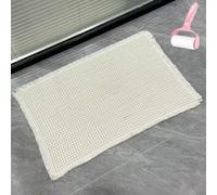 Genérico Boho Woven Modern Bath Mat Non Slip, Strong Absorbent Bathroom Mat with Tassels, Solid Color Small Plaid Shower Mats for Kitchen Laundry Farmhouse Decorate