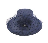 Genérico Boina Chic Sombrero de vestido de iglesia para mujeres, fascinadores negros, fiesta de té de novia, sombrero de boda de ala ancha Conejo Tambor, azul marino, M