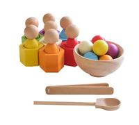 Genérico Bola De Arcoíris De Madera,Juego De Correspondencia De Pelotas En Vasos para Niños | Juguete Educativo Motricidad Fina Actividad para Casa Guardería Viajes