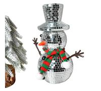 Genérico Bola de Navidad Reflectante - Decoración de Vidrio de 8 Pulgadas | Bola de Discoteca - de muñeco de Nieve con Gorro de Punto, Bufanda para decoración, Estante de Mesa para el hogar y la