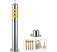 Genérico Bolardo de Seguridad de Acero Inoxidable de Alta Resistencia para Bloqueo de plazas de Aparcamiento, con Tiras Reflectantes, fácil instalación para aparcamientos y Control de tráfico.