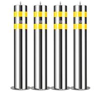Genérico Bolardo de Seguridad Desmontable de Acero Inoxidable para Barrera de tráfico - 4 Postes de estacionamiento Amarillos para Obras de construcción, Locales comerciales, almacenes, escuelas y zo