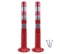 Genérico Bolardo Reflectante de Seguridad Vial - Postes delimitadores de plástico Flexible para Control de multitudes, Postes de señalización Vial y Conos - Rojo y Plateado, Paquete de 2