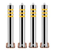 Genérico Bolardos Desmontables de Acero Inoxidable con Tiras Reflectantes - 4 Postes Amarillos de Seguridad Vial para aparcamientos Exteriores, entradas de vehículos y senderos (60 cm/23,6 Pulgadas)