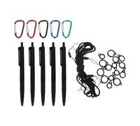 Genérico Bolígrafo con Cordón Antipérdida de Oficina, 5 Unidades Negras con Soporte y Clips, Cuerda Resistente para Cuadernos y Portapapeles, Suministros Escolares para Estudiantes