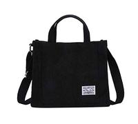 Genérico Bolsa de bolsa de mano Corduroy Mujeres Casual Messenger Bolsa de lona de hombro (Black One Size)