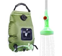 Genérico - Bolsa de ducha solar de 20 l portátil, ducha de camping al aire libre con pomo y manguera flexible, depósito calefactor para viajes, senderismo, jardín, balcón y cabina, color verde