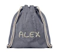 Genérico Bolsa de Guarderia con cordon y asa Personalizada (Denim)