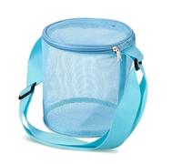 Genérico Bolsa de malla for guardar conchas, cubo arena redondo tridimensional for playa, colección juguetes con correas transporte ajustables para Playa y Bañarse y Natación(Blue)