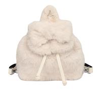 Generico Bolsa de peluche - Bolsa con y mochila | Mochila escolar | para escuela, guardería, estudiante, Navidad, compras, fiestas infantiles, mujeres, niñas, blanco, Fare riferimento alla descrizione