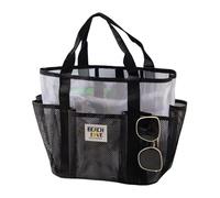 Generico Bolsa de playa para mujer, bolso de mano con varios bolsillos, bolsa de playa para vacaciones de verano, familia, picnic, gimnasio, escuela, vacaciones, compras, compras, Negro ,