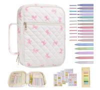 Genérico Bolsa organizadora de Biblia para Mujer, Juego de Biblia de Gran Capacidad, Incluye Etiquetas, bolígrafo, Regla, bolígrafo, Kit de Estudio bíblico, Bolsa de (Lazo Rosa)