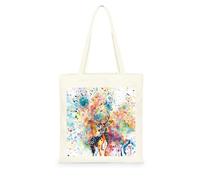 Genérico Bolsa Tote Bag 35X38Cm Cervos Coloridos Bolsa Tela Para Pintar Estampada Bolsas De Con Algodon Asas Blanca Por Niñas Y Mujeres Lienzo Bolsas Eco, Lavadora, Compras, Vacaciones, Trabajo