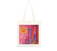 Genérico Bolsa Tote Bag 35X38Cm Cielo Rosado Bolsa Tela Para Pintar Estampada Bolsas De Con Algodon Asas Blanca Por Niñas Y Mujeres Lienzo Bolsas Eco, Lavadora, Compras, Vacaciones, Trabajo