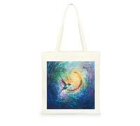 Genérico Bolsa Tote Bag 35X38Cm Colibrí Bolsa Tela Para Pintar Estampada Bolsas De Con Algodon Asas Blanca Por Niñas Y Mujeres Lienzo Bolsas Eco, Lavadora, Compras, Vacaciones, Trabajo