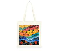 Genérico Bolsa Tote Bag 35X38Cm Colorido Bolsa Tela Para Pintar Estampada Bolsas De Con Algodon Asas Blanca Por Niñas Y Mujeres Lienzo Bolsas Eco, Lavadora, Compras, Vacaciones, Trabajo
