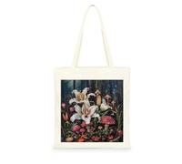 Genérico Bolsa Tote Bag 35X38Cm Flores De Lirio Bolsa Tela Para Pintar Estampada Bolsas De Con Algodon Asas Blanca Por Niñas Y Mujeres Lienzo Bolsas Eco, Lavadora, Compras, Vacaciones, Trabajo