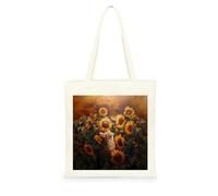 Genérico Bolsa Tote Bag 35X38Cm Girasoles Bolsa Tela Para Pintar Estampada Bolsas De Con Algodon Asas Blanca Por Niñas Y Mujeres Lienzo Bolsas Eco, Lavadora, Compras, Vacaciones, Trabajo