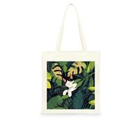 Genérico Bolsa Tote Bag 35X38Cm Hoja Y Gato Bolsa Tela Para Pintar Estampada Bolsas De Con Algodon Asas Blanca Por Niñas Y Mujeres Lienzo Bolsas Eco, Lavadora, Compras, Vacaciones, Trabajo