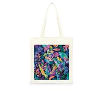 Genérico Bolsa Tote Bag 35X38Cm Hojas Tropicales Bolsa Tela Para Pintar Estampada Bolsas De Con Algodon Asas Blanca Por Niñas Y Mujeres Lienzo Bolsas Eco, Lavadora, Compras, Vacaciones, Trabajo