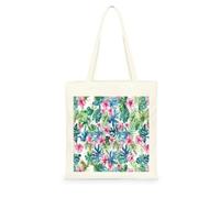 Genérico Bolsa Tote Bag 35X38Cm Hojas Verdes Bolsa Tela Para Pintar Estampada Bolsas De Con Algodon Asas Blanca Por Niñas Y Mujeres Lienzo Bolsas Eco, Lavadora, Compras, Vacaciones, Trabajo