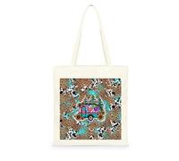 Genérico Bolsa Tote Bag 35X38Cm Leopardo Teal Bolsa Tela Para Pintar Estampada Bolsas De Con Algodon Asas Blanca Por Niñas Y Mujeres Lienzo Bolsas Eco, Lavadora, Compras, Vacaciones, Trabajo
