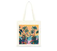 Genérico Bolsa Tote Bag 35X38Cm Loro Costero Bolsa Tela Para Pintar Estampada Bolsas De Con Algodon Asas Blanca Por Niñas Y Mujeres Lienzo Bolsas Eco, Lavadora, Compras, Vacaciones, Trabajo