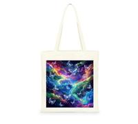 Genérico Bolsa Tote Bag 35X38Cm Nebulosa Bolsa Tela Para Pintar Estampada Bolsas De Con Algodon Asas Blanca Por Niñas Y Mujeres Lienzo Bolsas Eco, Lavadora, Compras, Vacaciones, Trabajo